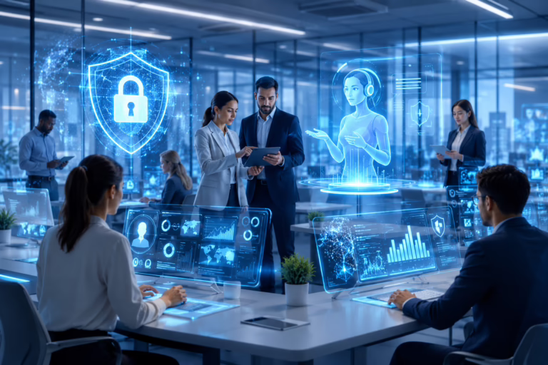 AI helping businesses build digital trust through cybersecurity, transparency, customer support, and ethical artificial intelligence.