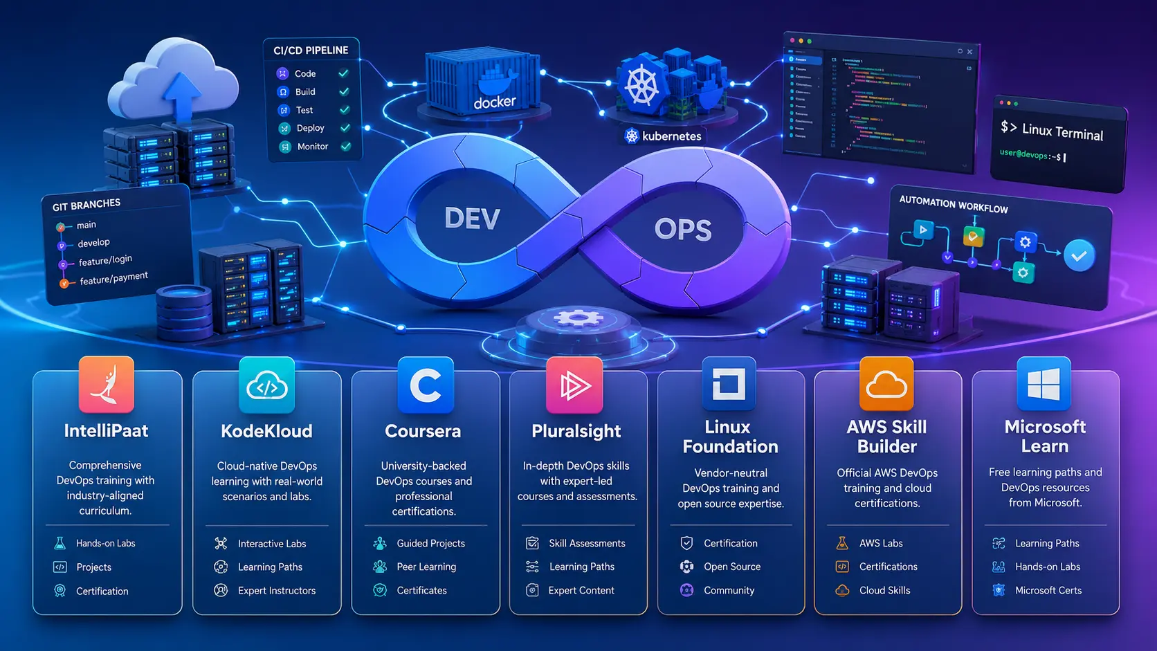 DevOps cloud dashboard with training providers