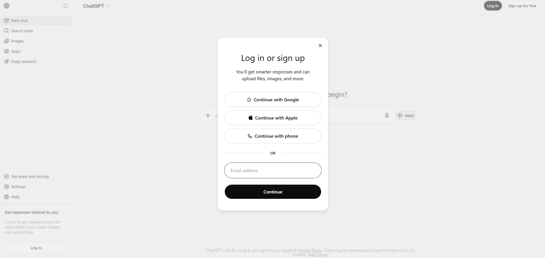 ChatGPT sign-up screen for beginners
