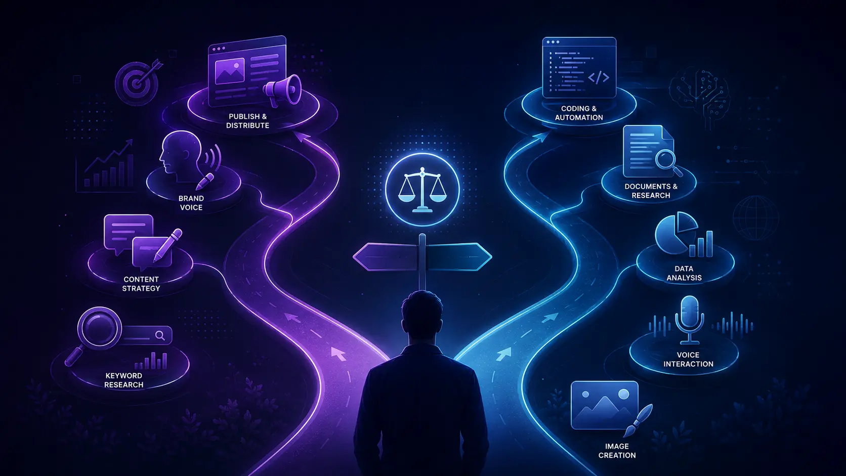 Choosing between a marketing-focused AI workflow and a broad general-purpose AI workflow