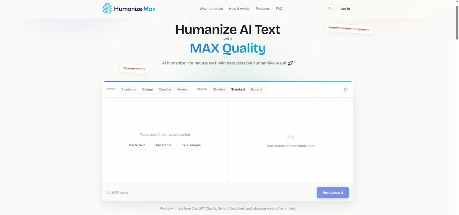 Humanize AI Text with MAX Quality